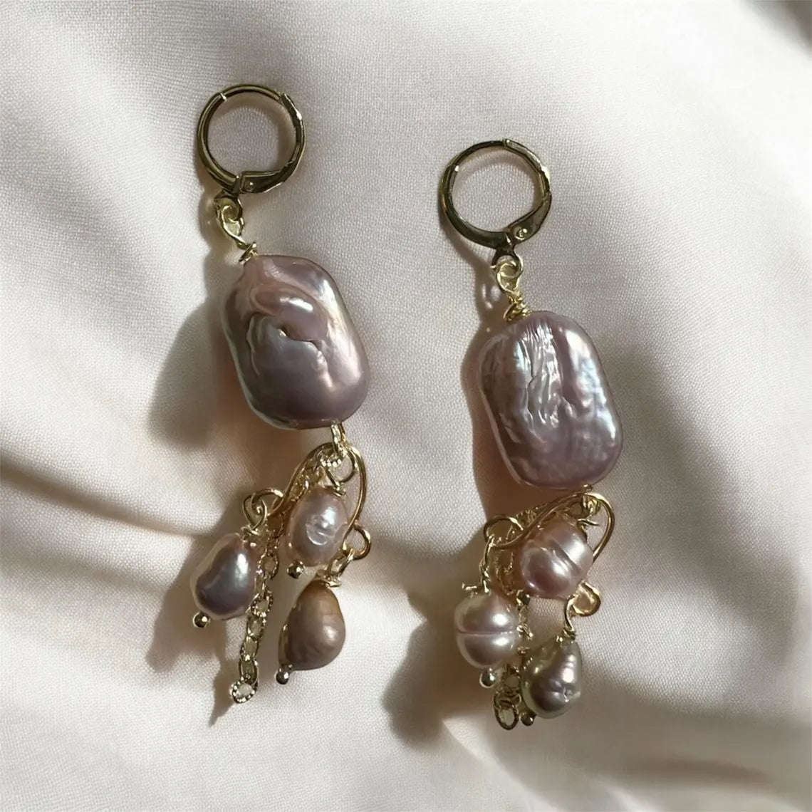 Freshwater Pearl Earrings, Baroque Pearl Earrings, Chandelier Earrings, Gemstone Earrings, Bridal Earrings, Anniversary Earrings for Her