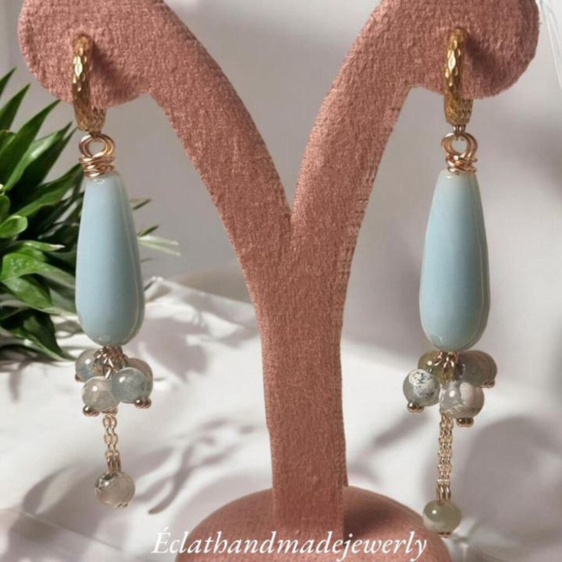 Chalcedony Jade Water Drop Earrings, Blue Fire Dragon Veins Agates Onyx Earrings, Gemstone Earrings, Bridal Earrings, Anniversary Earrings