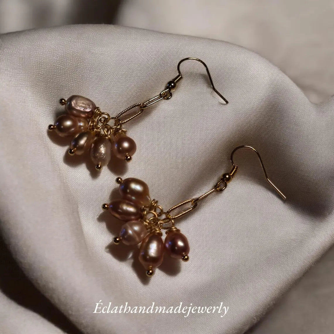 Natural Purple Freshwater Pearl Earrings, Pearl Drop Earrings, Cluster Earrings, Bridal Earrings, Wedding Earrings, Bridesmaid Gifts