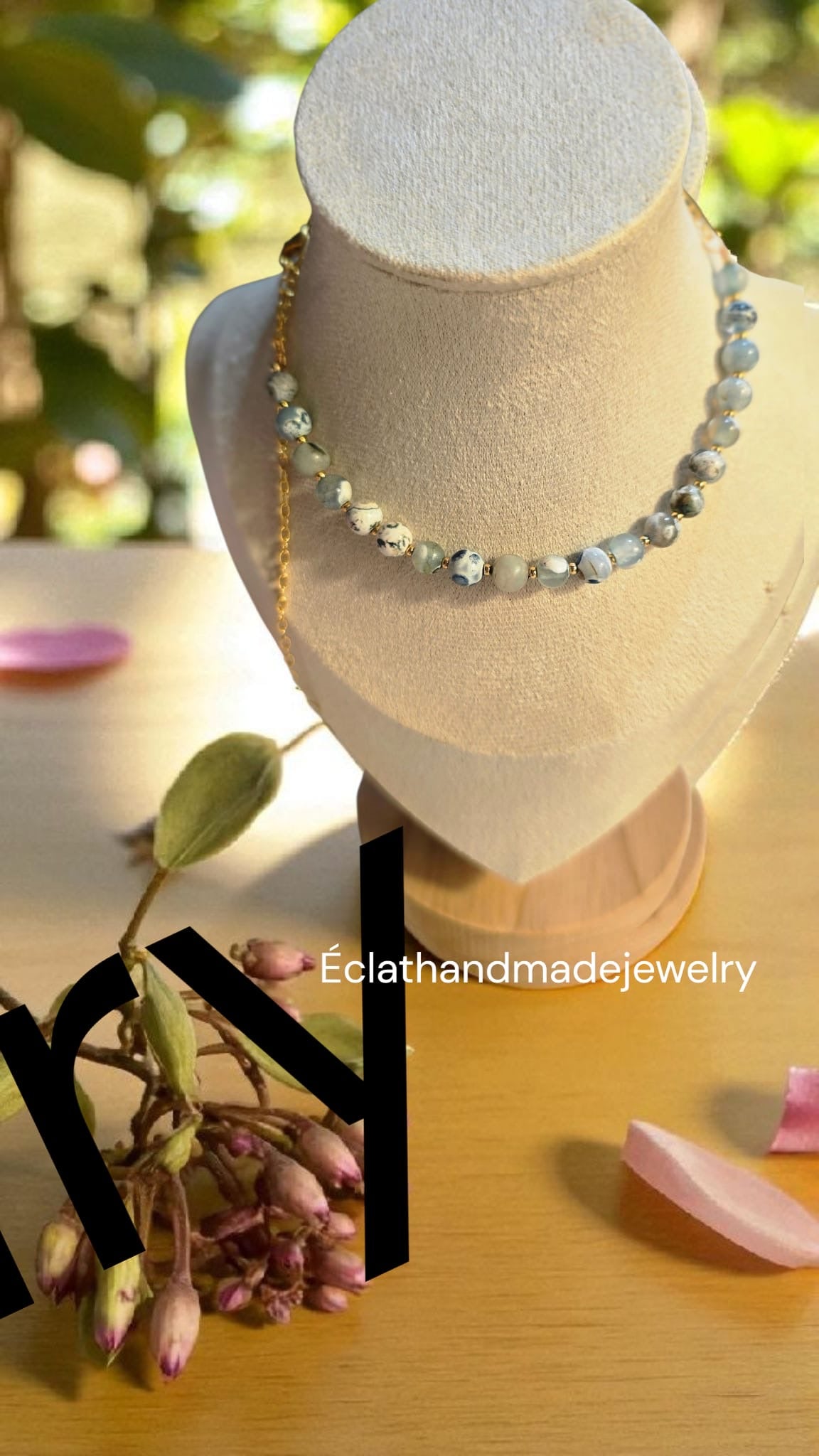 Blue Fire Dragon Stone Necklace – 14k Gold-Plated, Gemstone Necklace, Layering Necklace