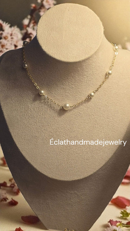 Natural Fresh Water Pearl Necklace, Natural Pearl Necklace, 14k Gold Plated Necklace, Layering Necklace, Natural Gemstone Jewelry