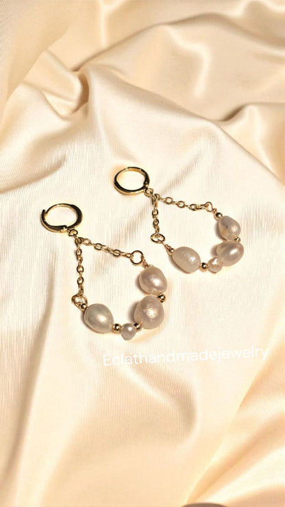 Baroque Pearl Earrings, 14k Gold-Plated Earrings, Bridal Earrings, Pearl Jewelry For Weddings