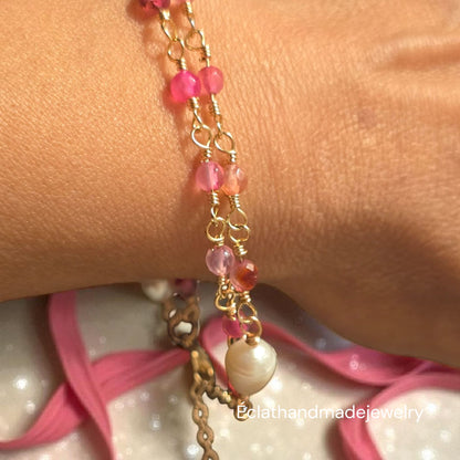 Two-Layer Pearl Bracelet, Natural Stone Bracelet, Gemstone Bracelet