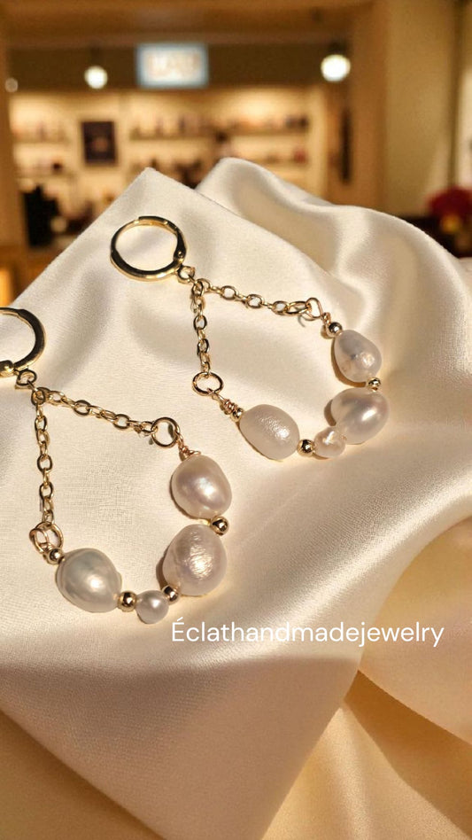 Baroque Pearl Earrings, 14k Gold-Plated Earrings, Bridal Earrings, Pearl Jewelry For Weddings