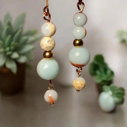 Blue Quartz Dangle Earrings, Lava Jasper Eye Quartz Earrings, Gemstone Earrings, Bridal Earrings, Anniversary Earrings, Earrings for Women