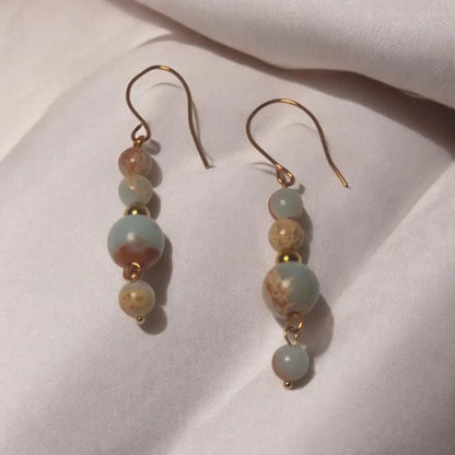 Blue Quartz Dangle Earrings, Lava Jasper Eye Quartz Earrings, Gemstone Earrings, Bridal Earrings, Anniversary Earrings, Earrings for Women