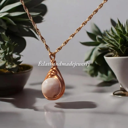 White Jade Wire Wrapped Pendant, Natural White Jade Pendant, Gemstone Pendant, Teardrop Pendant, Jade Jewelry, Birthday Gifts for Her