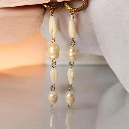 Freshwater Pearl Dangle Earrings, White Mother of Pearl Earrings, Gemstone Earrings, Bridal Earrings, Wedding Earrings, Bridesmaid Gifts