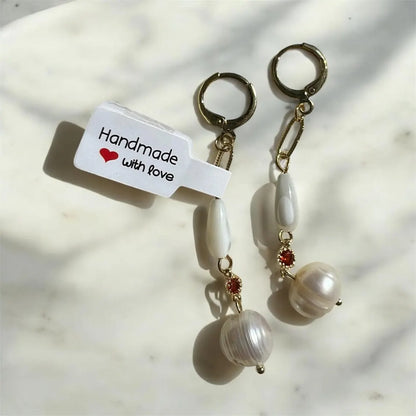 Elegant White Mother of Pearl and Freshwater Pearls Earrings, Rhinestone Earrings, Gemstone Earrings, Bridal Earrings, Anniversary Earrings