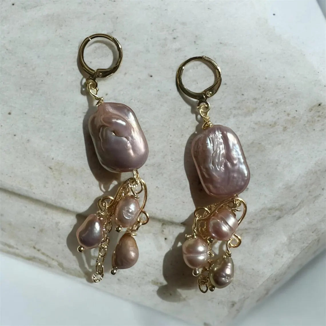 Freshwater Pearl Earrings, Baroque Pearl Earrings, Chandelier Earrings, Gemstone Earrings, Bridal Earrings, Anniversary Earrings for Her