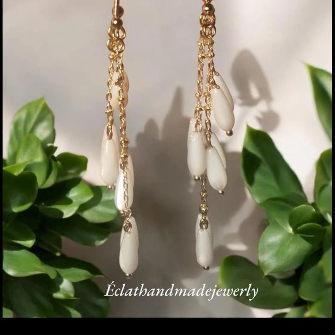 White Mother of Pearl Dangle Earrings, Pearl Drop Earrings, Gemstone Earrings, Bridal Earrings, Wedding Earrings, June Birthstone Gifts