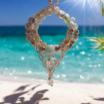 Blue Fire Dragon Vein Agate Earrings, 14k Gold Earrings, Onyx Beads Earrings, Bridal Earrings, Blue Hoop Earrings for Women, Agate Jewelry