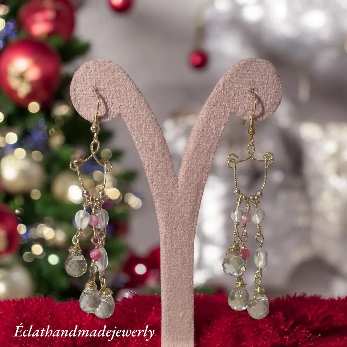 14k Gold Chandelier Earrings, Crystal Earrings, Drop Earrings for Women, Dangle Earrings, Wire Wrapped Earrings, Bridal Earrings