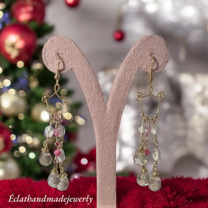 14k Gold Chandelier Earrings, Crystal Earrings, Drop Earrings for Women, Dangle Earrings, Wire Wrapped Earrings, Bridal Earrings