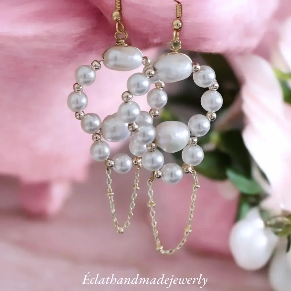 Freshwater Pearl Earrings, Pearl Hoop Earrings, Pearl Drop Earrings, Dangle Earrings, Bridal Earrings, Wedding Earrings, Bridesmaid Gifts