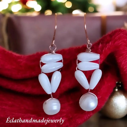 Elegant White Mother of Pearl Earrings, Pearls Earrings, Gemstone Earrings, Bridal Earrings, Anniversary Earrings