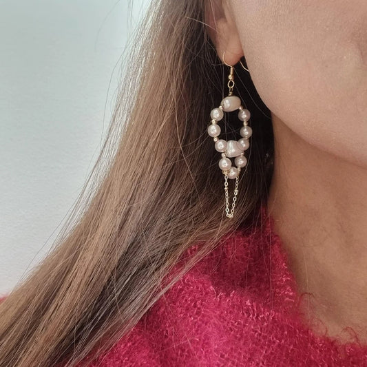 Freshwater Pearl Earrings, Pearl Hoop Earrings, Pearl Drop Earrings, Dangle Earrings, Bridal Earrings, Wedding Earrings, Bridesmaid Gifts