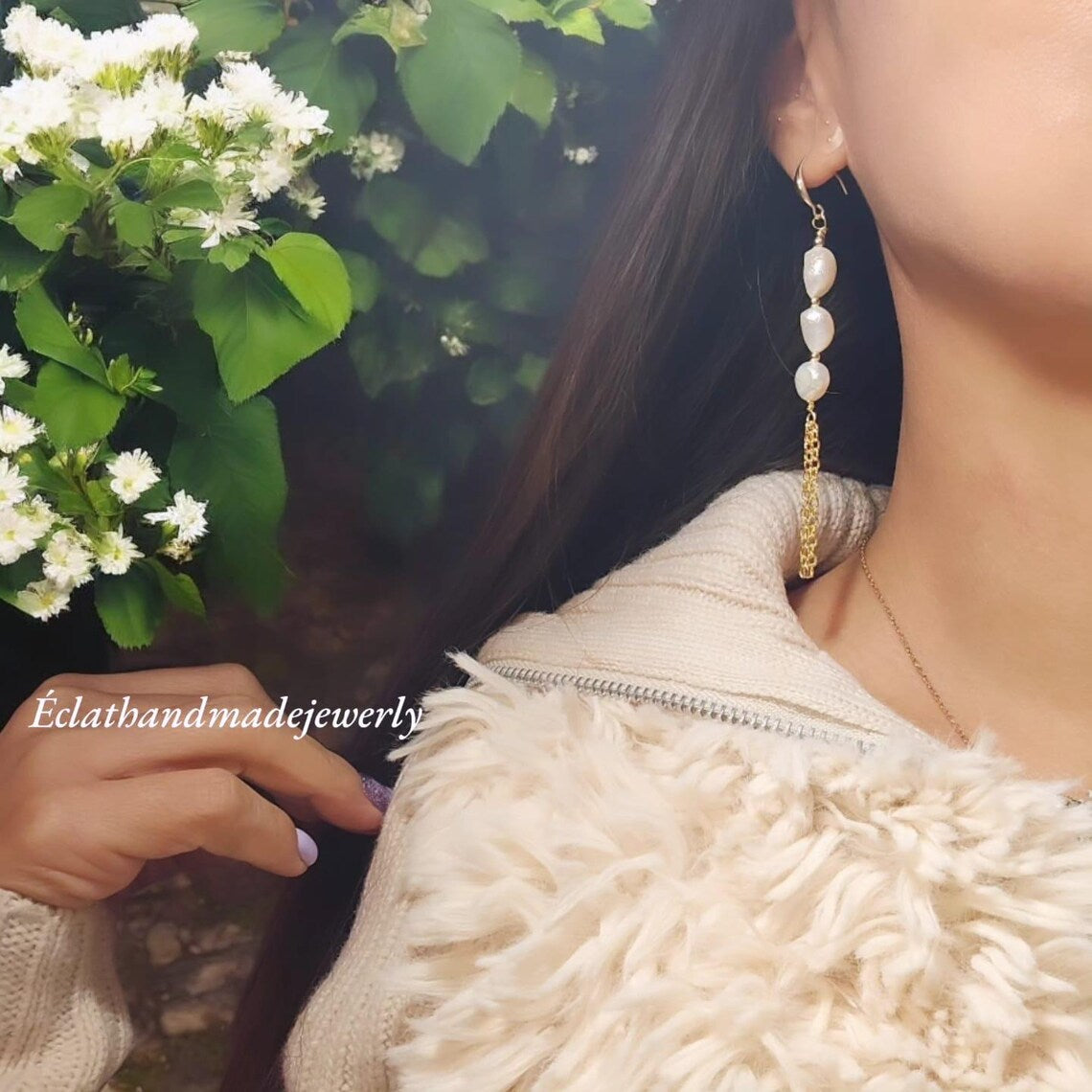 Freshwater Pearl Earrings, Pearl Dangle Earrings, Real Pearl Earrings, 14k Gold Plated Earrings, Bridal Earrings, Wedding Earrings for Her