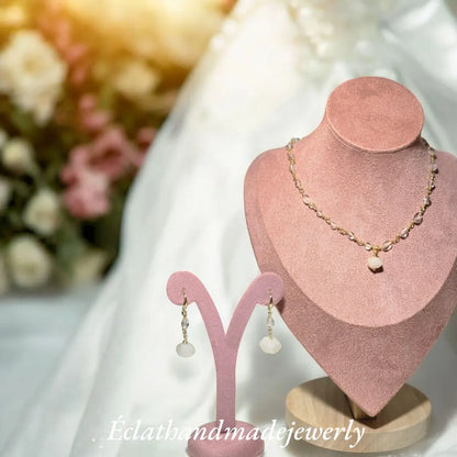 Multi-Gemstone Necklace, 14k Gold Plated Earrings, Jewelery Set, Charm Necklace, Layering Necklace, Unique Gemstone Jewelry