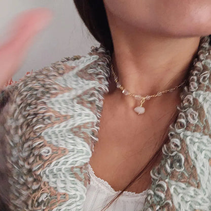 Multi-Gemstone Necklace, 14k Gold Plated Earrings, Jewelery Set, Charm Necklace, Layering Necklace, Unique Gemstone Jewelry