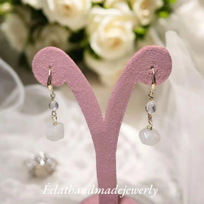 Multi-Gemstone Necklace, 14k Gold Plated Earrings, Jewelery Set, Charm Necklace, Layering Necklace, Unique Gemstone Jewelry