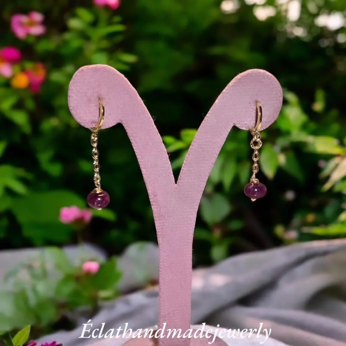 Tourmaline Necklace, Gemstone Jewelry Set, 14k Gold Plated Necklace, Layering Necklace, Natural Gemstone Earrings