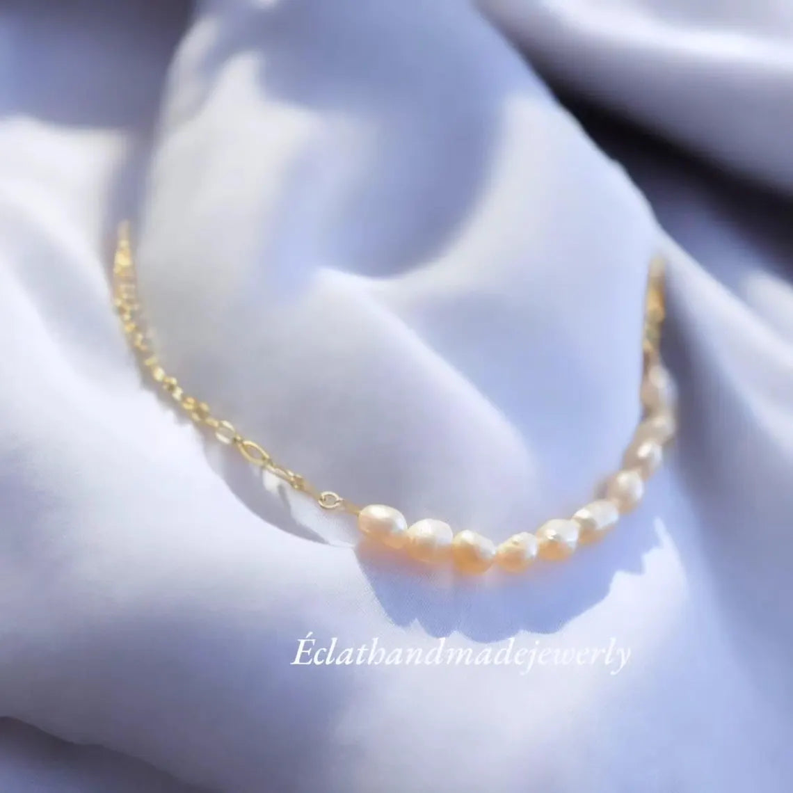 Freshwater Pearls Necklace, Natural Pearl Necklace, 14k Gold Plated Necklace, Layering Necklace, Natural Gemstone Jewelry