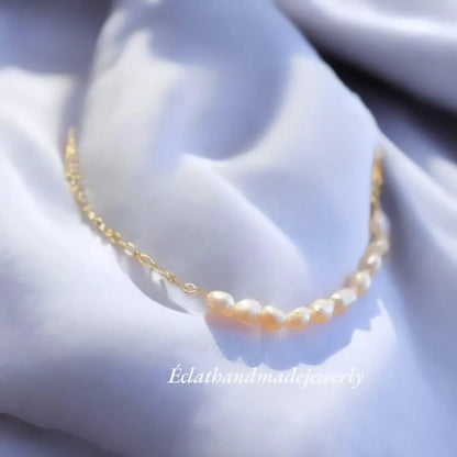 Freshwater Pearls Necklace, Natural Pearl Necklace, 14k Gold Plated Necklace, Layering Necklace, Natural Gemstone Jewelry