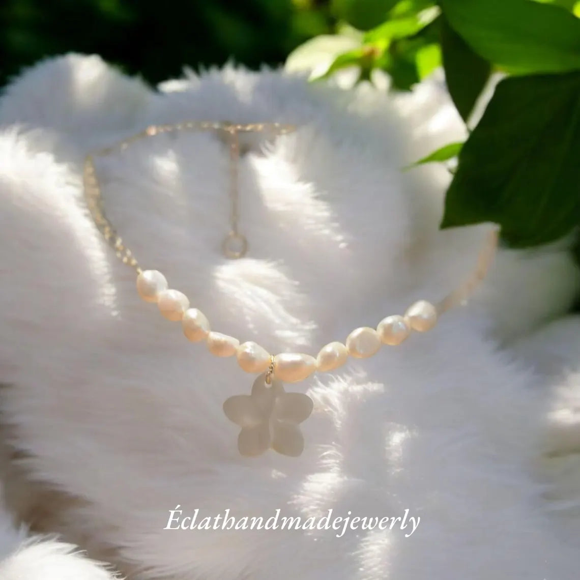 Freshwater Pearls Necklace, Natural Pearl Necklace, 14k Gold Plated Necklace, Layering Necklace, Natural Gemstone Jewelry