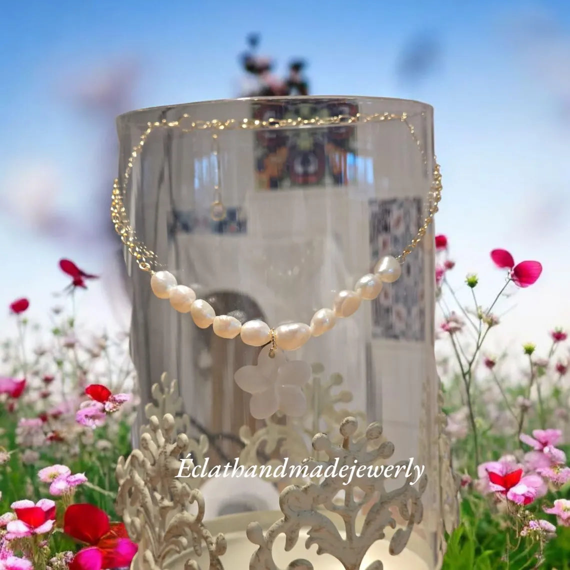 Freshwater Pearls Necklace, Natural Pearl Necklace, 14k Gold Plated Necklace, Layering Necklace, Natural Gemstone Jewelry