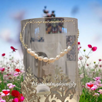 Freshwater Pearls Necklace, Natural Pearl Necklace, 14k Gold Plated Necklace, Layering Necklace, Natural Gemstone Jewelry