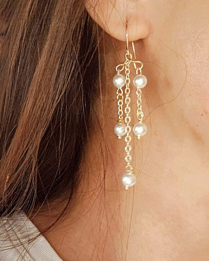 Freshwater Pearl Dangle Earrings, Gemstone Earrings, Bridal Earrings, Wedding Earrings for Her