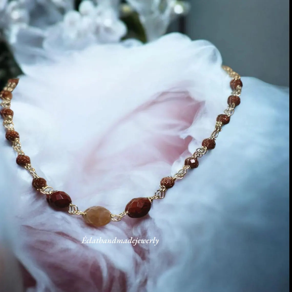 Sunstone Gemstone Necklace, Multi-Gemstone Necklace, 14k Gold Plated Necklace, Charm Necklace, Layering Necklace, Unique Gemstone Jewelry