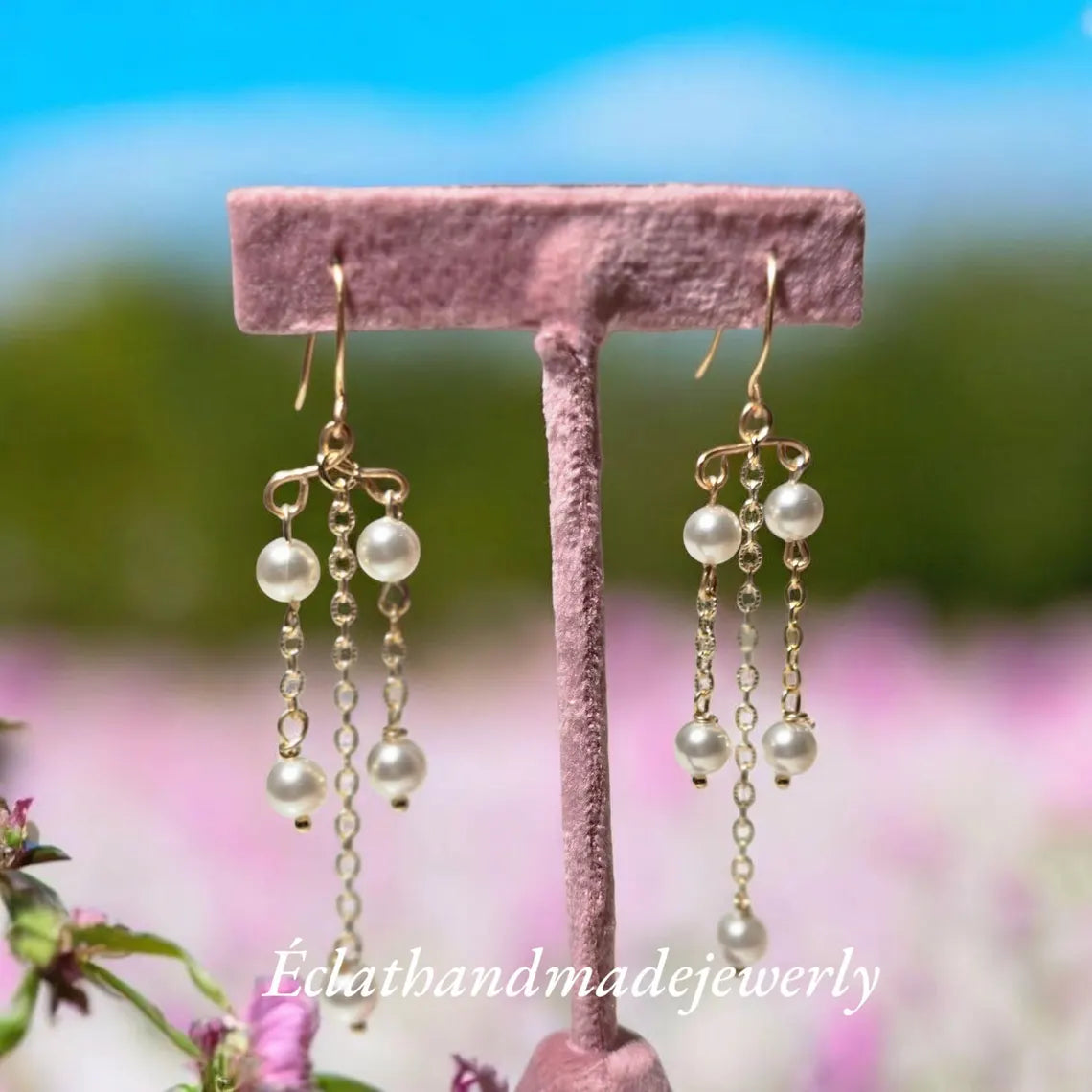 Freshwater Pearl Dangle Earrings, Gemstone Earrings, Bridal Earrings, Wedding Earrings for Her