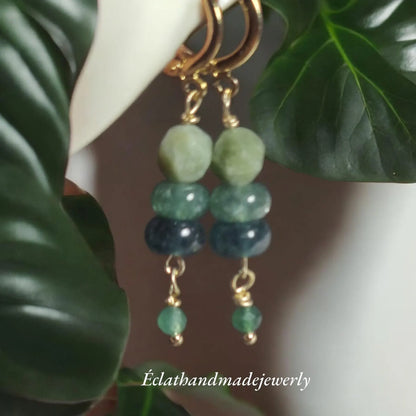 Green Tourmaline Earrings, Gemstone Earrings, Green Aventurine Earrings, Boho Dangle Earrings, Bridal Earrings, Natural Stone Earrings