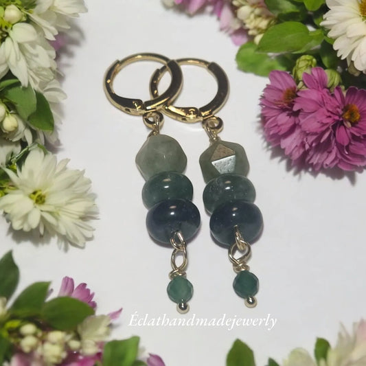 Green Tourmaline Earrings, Gemstone Earrings, Green Aventurine Earrings, Boho Dangle Earrings, Bridal Earrings, Natural Stone Earrings