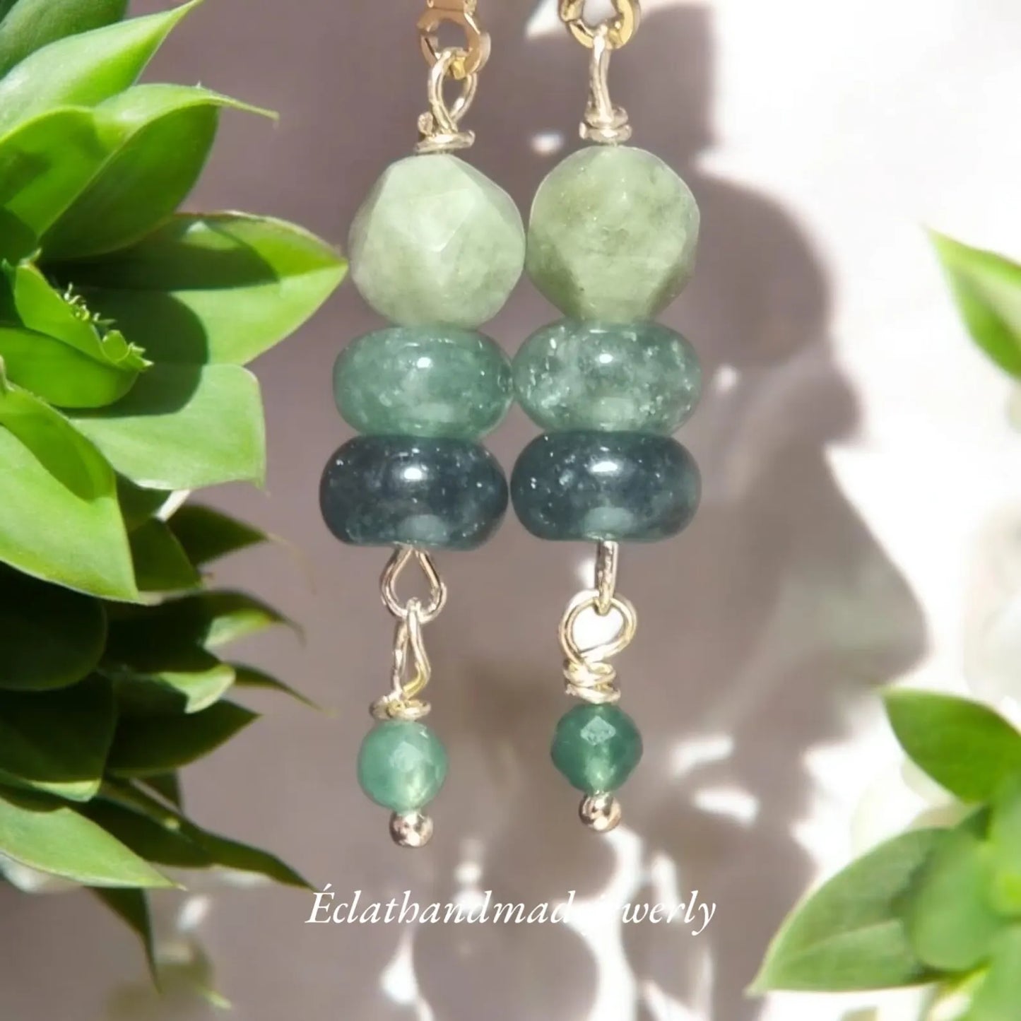 Green Tourmaline Earrings, Gemstone Earrings, Green Aventurine Earrings, Boho Dangle Earrings, Bridal Earrings, Natural Stone Earrings