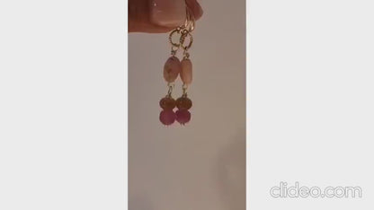 Rose Quartz and Pink Tourmaline Earrings, Gemstone Earrings, 14k Gold October Birthstone Earrings, Bridal Earrings, Wedding Earrings for Her