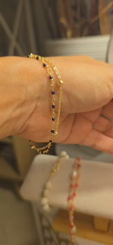 Black Onyx Bracelet – 14k Gold-Plated Chain, Gemstone Bracelet