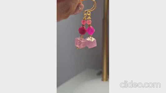 Pink Amerhyst Earrings, Tourmaline and Amethyst Earrings, Gemstone Earrings, Bridal Earrings, Anniversary Earrings