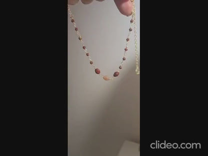 Sunstone Gemstone Necklace, Multi-Gemstone Necklace, 14k Gold Plated Necklace, Charm Necklace, Layering Necklace, Unique Gemstone Jewelry