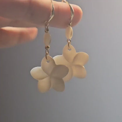 Natural Freshwater Pearl Earrings, Pearl Dangle Earrings, Real Pearl Earrings, 14k Gold Plated Earrings, Bridal Earrings, Shell White Petal