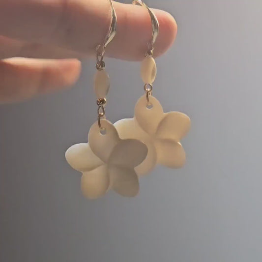 Natural Freshwater Pearl Earrings, Pearl Dangle Earrings, Real Pearl Earrings, 14k Gold Plated Earrings, Bridal Earrings, Shell White Petal