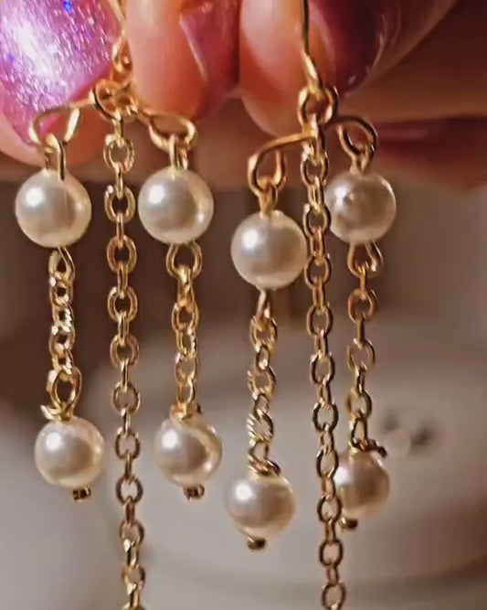 Freshwater Pearl Dangle Earrings, Gemstone Earrings, Bridal Earrings, Wedding Earrings for Her