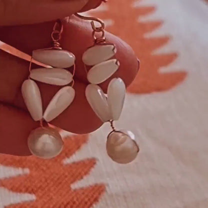 Elegant White Mother of Pearl Earrings, Pearls Earrings, Gemstone Earrings, Bridal Earrings, Anniversary Earrings