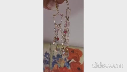 14k Gold Chandelier Earrings, Crystal Earrings, Drop Earrings for Women, Dangle Earrings, Wire Wrapped Earrings, Bridal Earrings