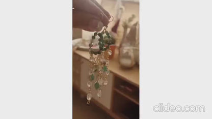 Blue Amazonite Cluster Earrings with Tourmaline African Jade Earrings, Gemstone Earrings, Long Dangle Earrings, 14k Gold Earrings for Women