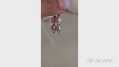 Freshwater Pearl Earrings, Pearl Dangle Earrings, Real Pearl Earrings, 14k Gold Plated Earrings, Bridal Earrings, Wedding Earrings for Her