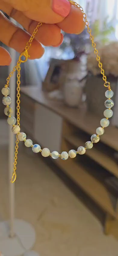 Blue Fire Dragon Stone Necklace – 14k Gold-Plated, Gemstone Necklace, Layering Necklace