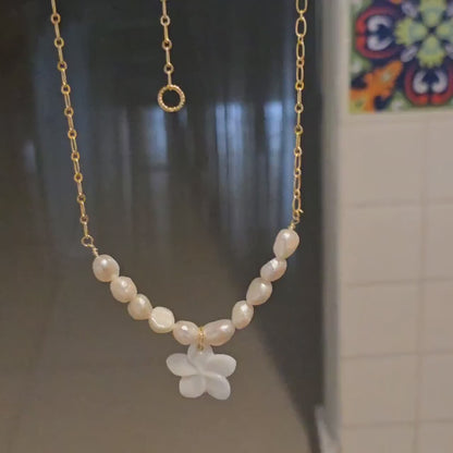 Freshwater Pearls Necklace, Natural Pearl Necklace, 14k Gold Plated Necklace, Layering Necklace, Natural Gemstone Jewelry